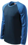 Contrasterend T-shirt voor heren met lange mouwen, donkerblauw
