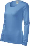 Dames nauwsluitend T-shirt met lange mouwen, hemelsblauw