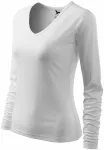 Dames nauwsluitend T-shirt, V-halslijn, witte