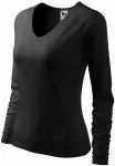 Dames nauwsluitend T-shirt, V-halslijn, zwart
