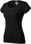 Dames slim fit T-shirt met ronde halslijn, zwart Dames slim fit T-shirt met ronde halslijn, zwart
