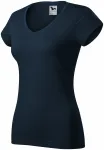 Dames slim fit T-shirt met V-halslijn, donkerblauw