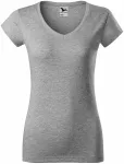 Dames slim fit T-shirt met V-halslijn, donkergrijs marmer Dames slim fit T-shirt met V-halslijn, donkergrijs marmer