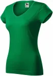 Dames slim fit T-shirt met V-halslijn, gras groen